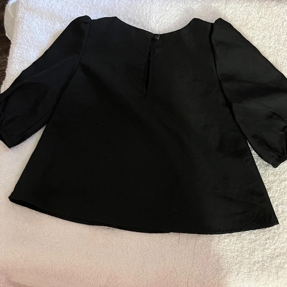 Ralph Lauren Black Girls Bow Ruffle Blouse